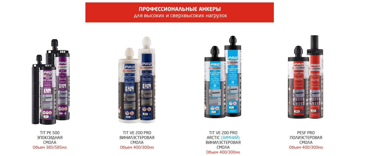 химические анкеры серии PRO химические анкеры серии PRO
