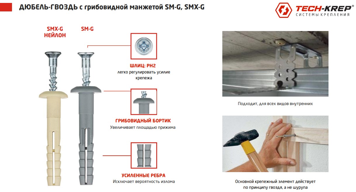 дюбель гвоздь smx-g